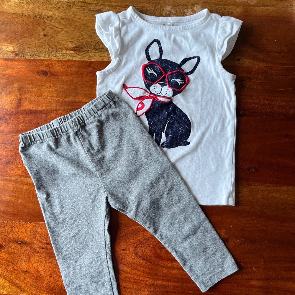 Girl 4T summer set cotton t-shirt, capri legging
